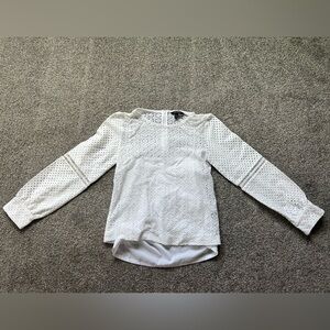 Women’s Banana Republic Lace Long Sleeve Blouse in Size Extra Small White